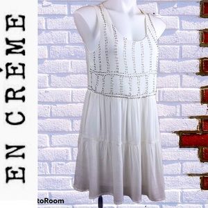 EN CREME White Beaded  Mini Dress Size S